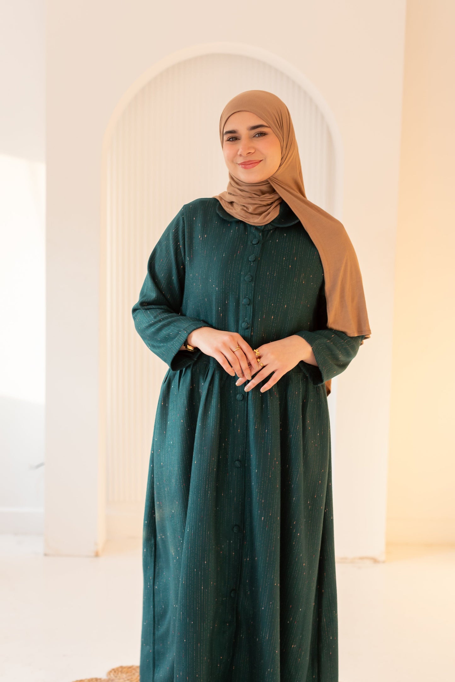 Emerald Grace Buttoned Maxi Dress