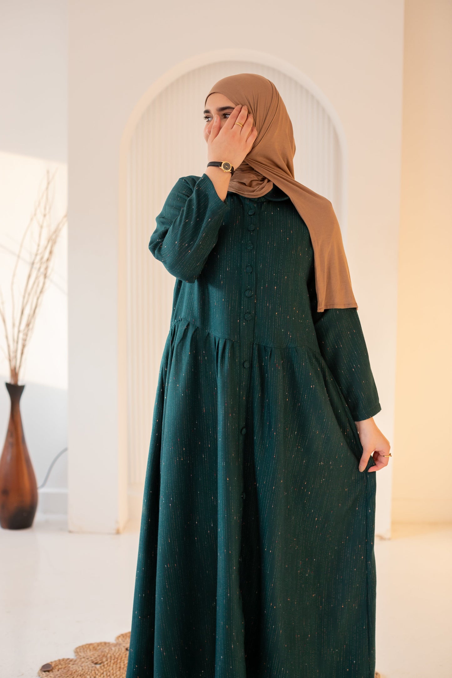 Emerald Grace Buttoned Maxi Dress