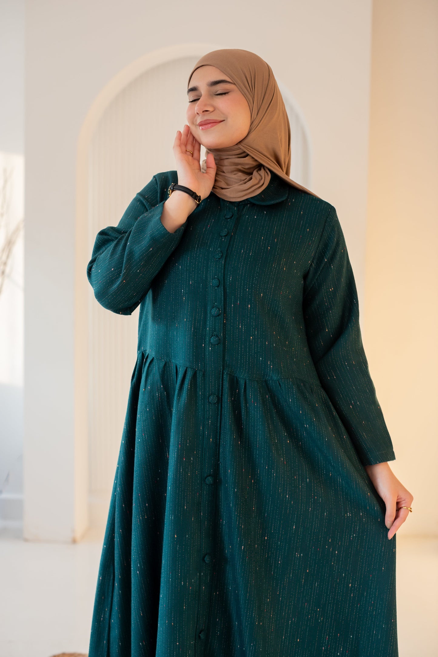 Emerald Grace Buttoned Maxi Dress