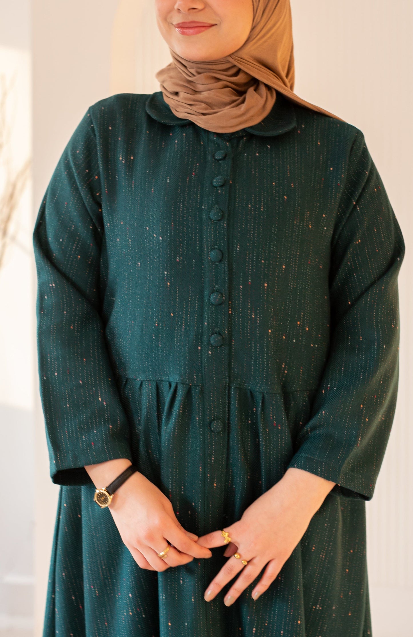 Emerald Grace Buttoned Maxi Dress