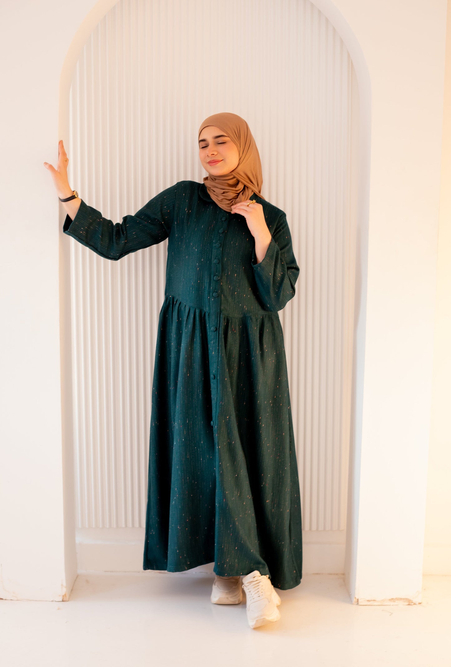 Emerald Grace Buttoned Maxi Dress