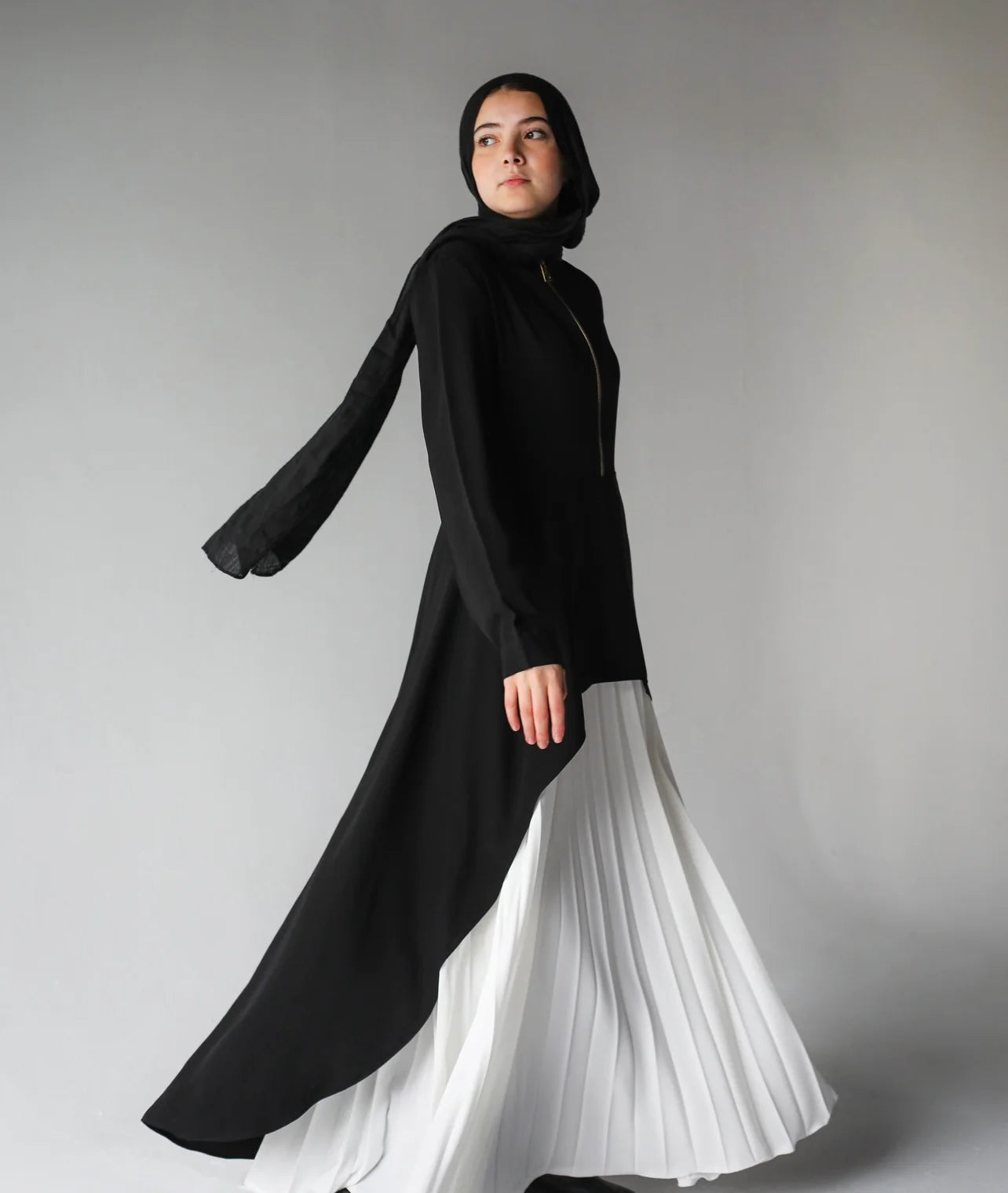 One piece ruffled abaya