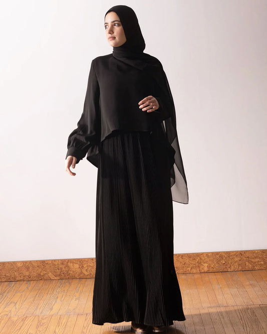 Two pieces cape pleated abaya